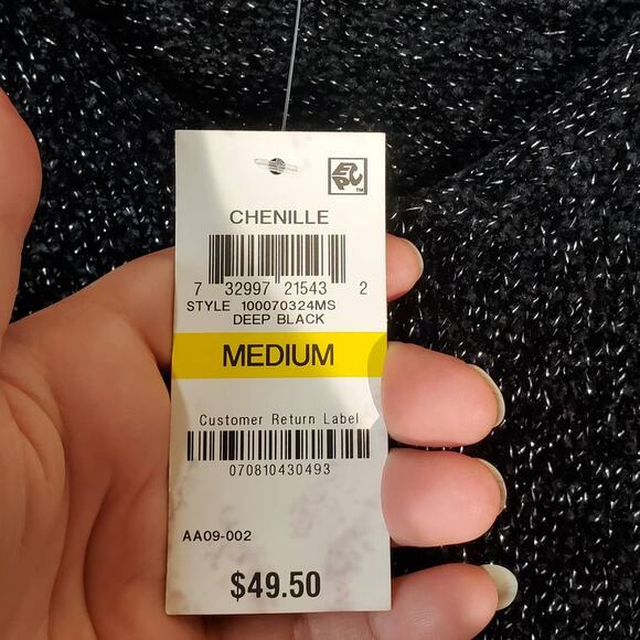 Maison Jules Sweater Women Medium Chenille Black Metallic V-Neck Long Sleeve New - Picture 12 of 12